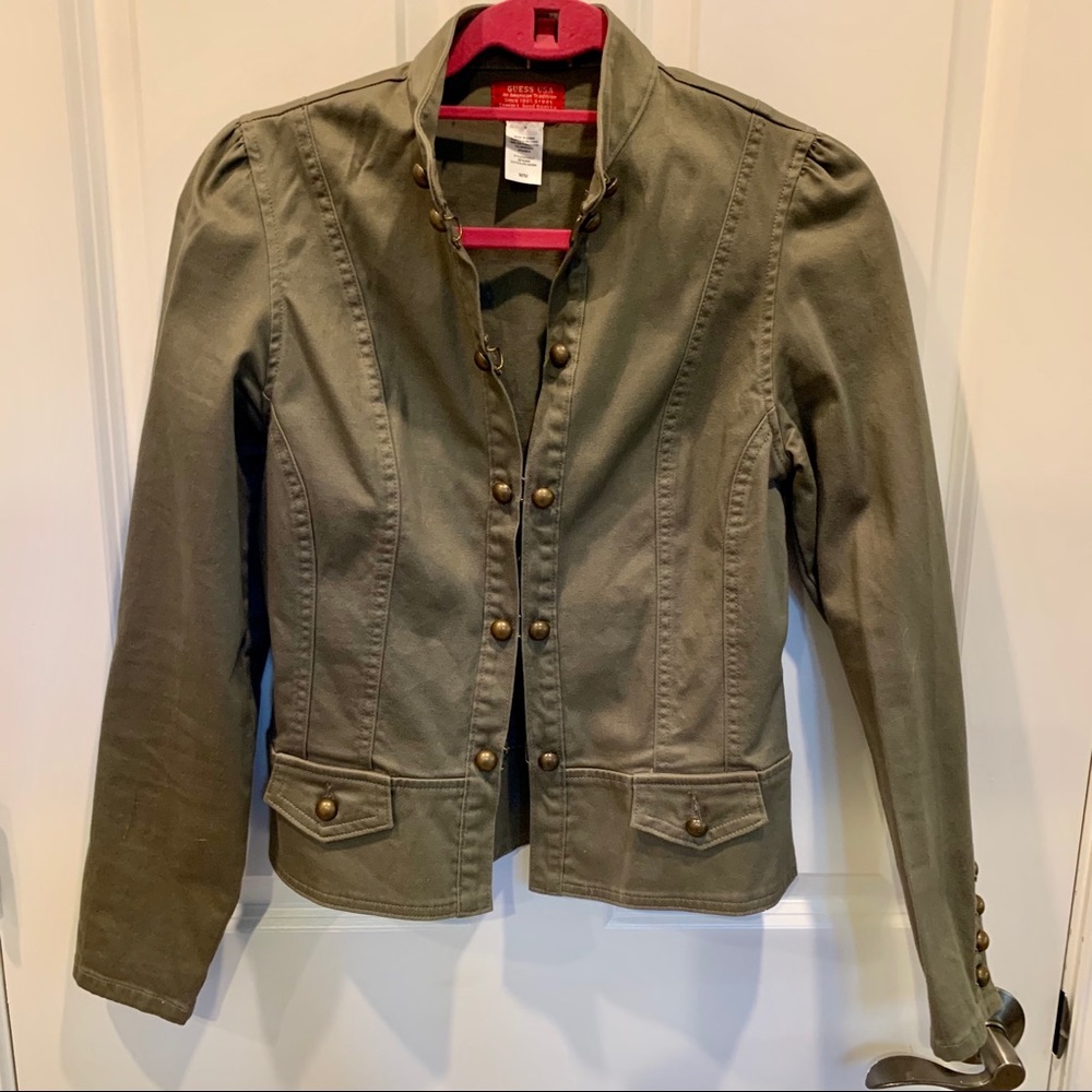 Women’s SZ M GUESS Khaki Military Style Jacket